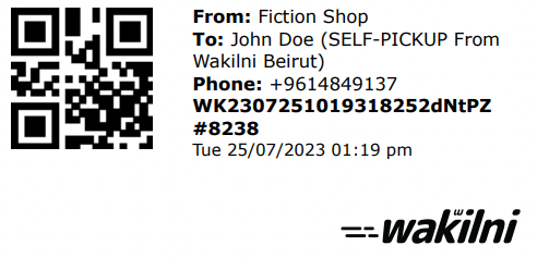 Screenshot of: The barcode shows that the order is Self-pickup