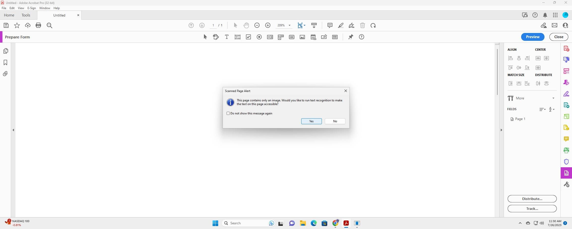 Screenshot of: Click "Yes"