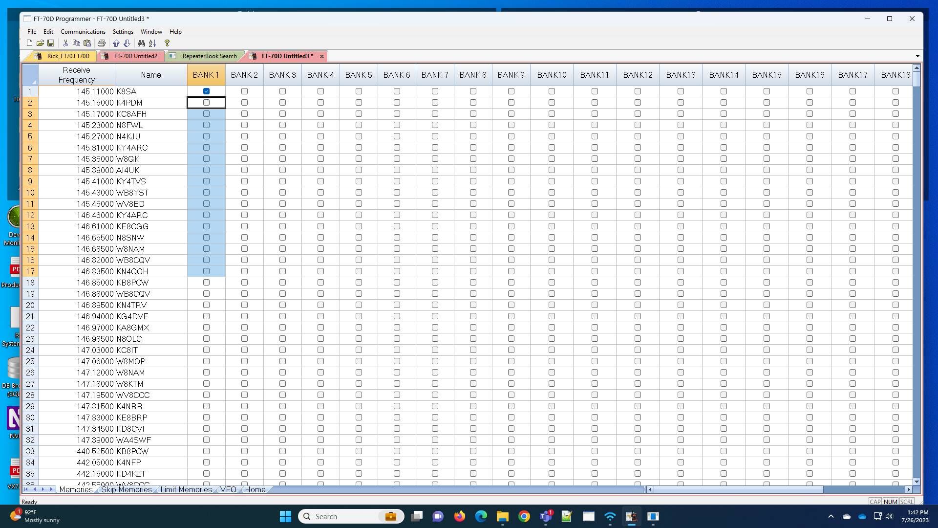 Screenshot of: While holding the Shift key, press down arrow to select a group of channels that are all together.  Then press Ctrl V to paste that check mark into each of these.  If you want a random group, either click them one at a time or down arrow and press Ctrl V when you find one in the list. 
