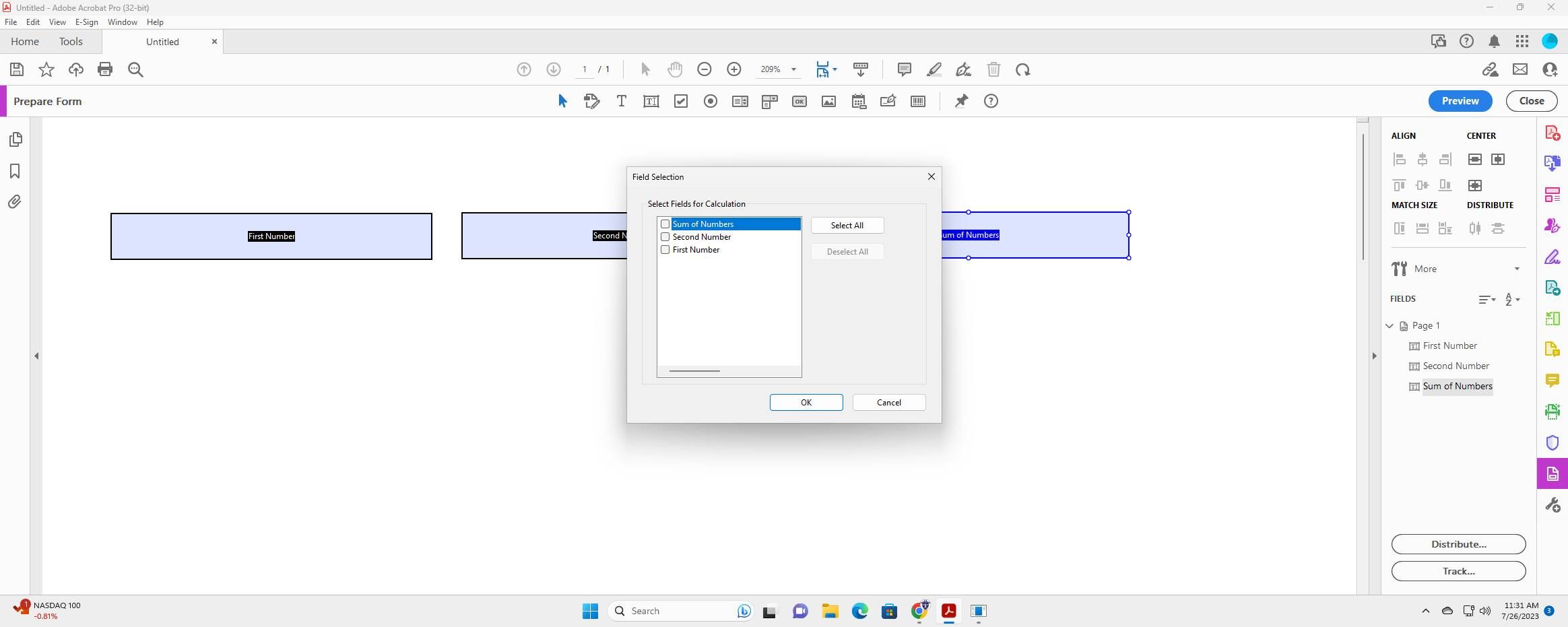 Screenshot of: Click "Second Number"