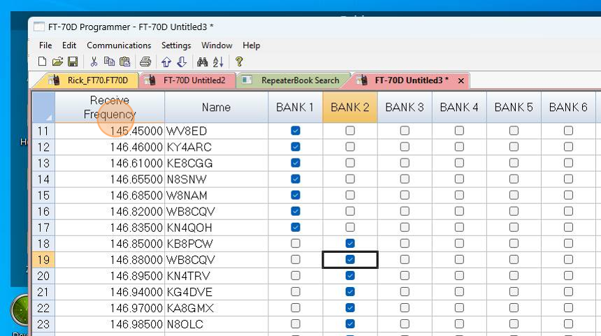 Screenshot of: Now you have a selected group in Bank 1 and a different group in Bank 2. 
