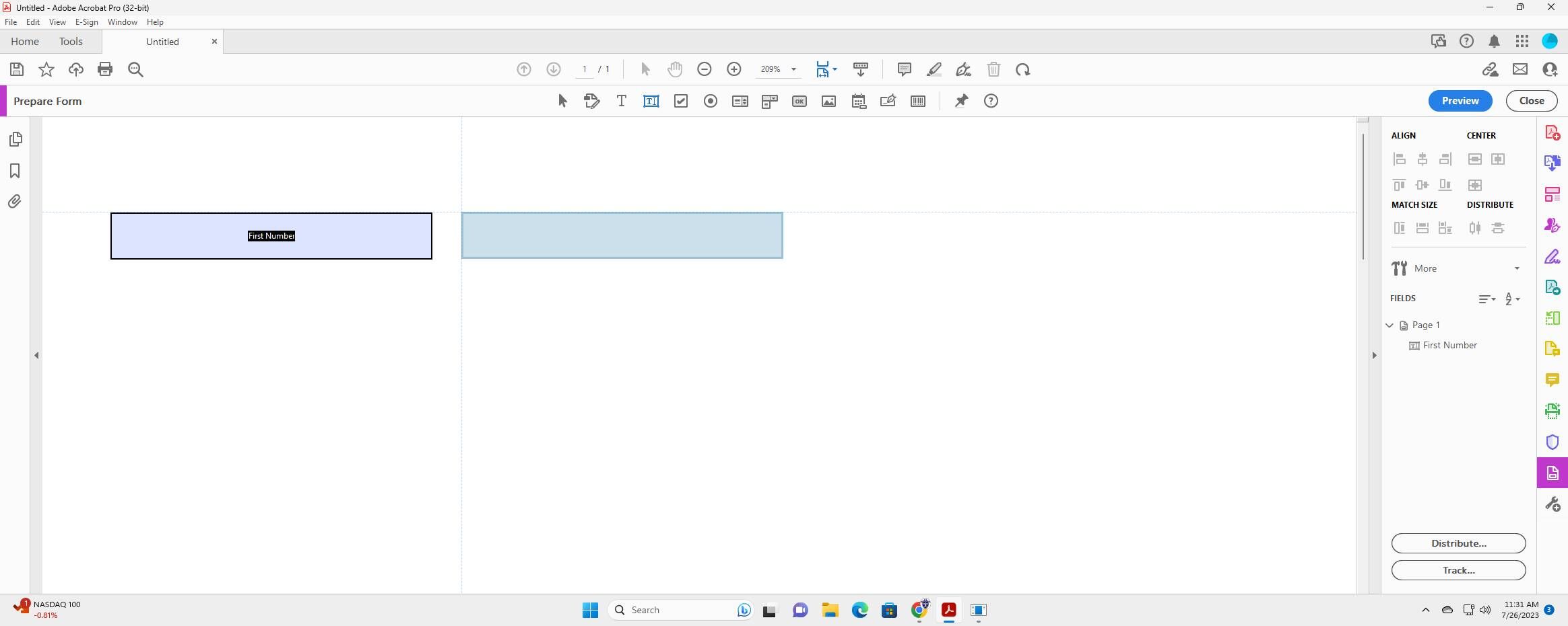 Screenshot of: Drag the Field to where it should be located.