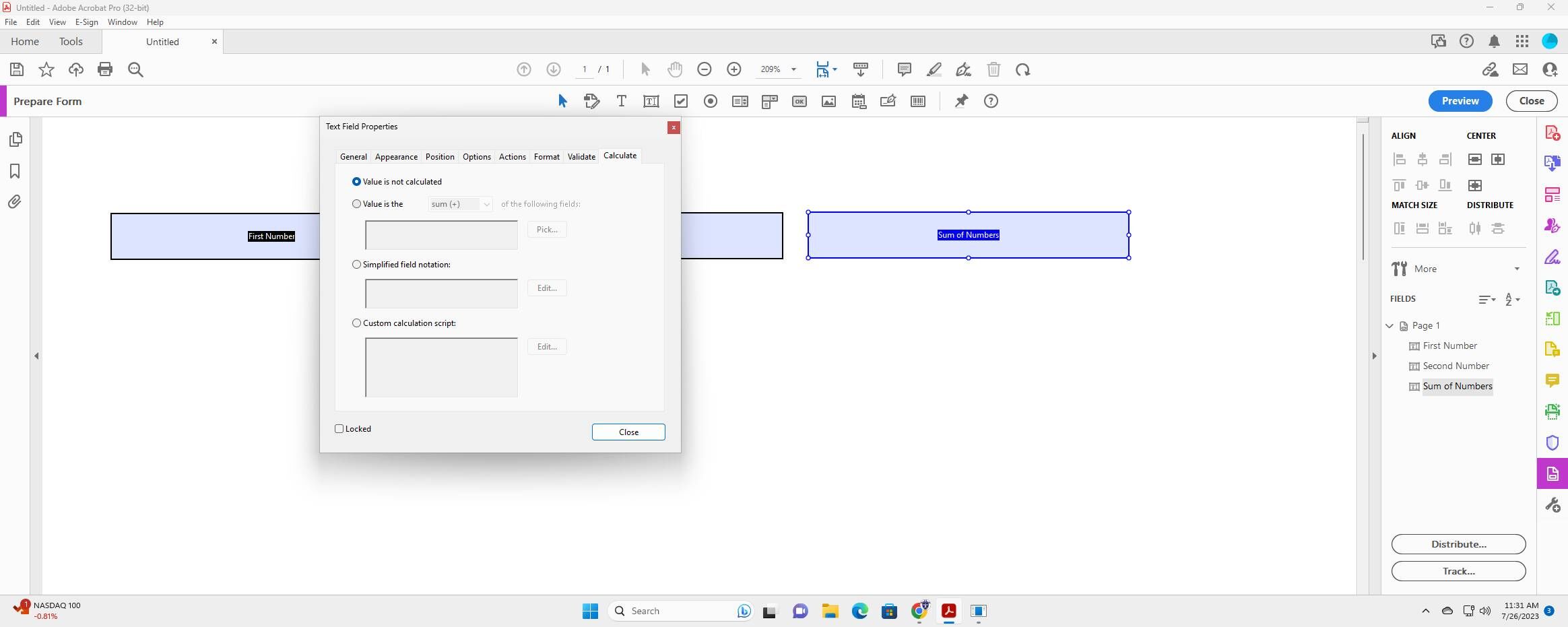 Screenshot of: Click "Value is the"