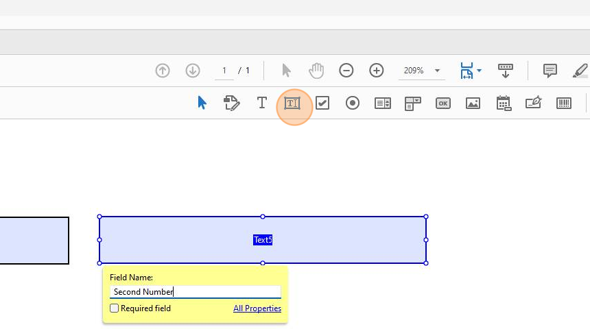 Screenshot of: Click "Text Field" again.