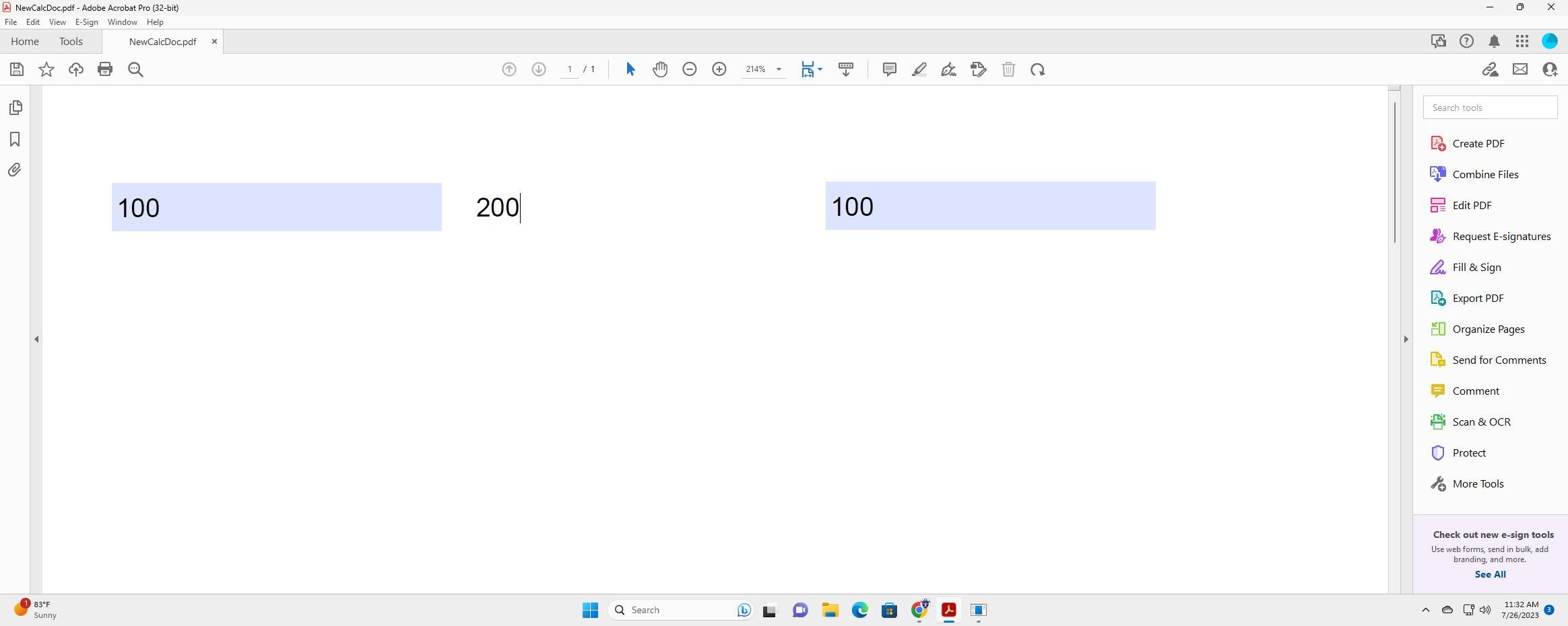 Screenshot of: Type "200 [[tab]]"