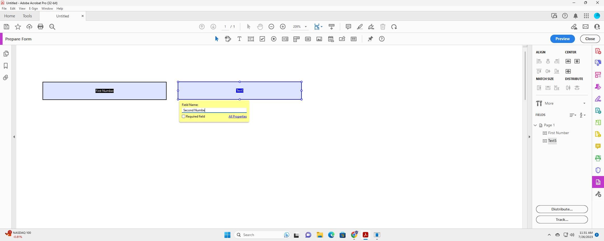 Screenshot of: Type "Second Number"