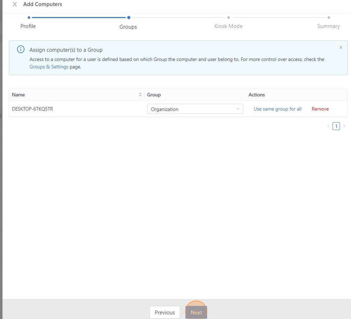 Screenshot of: Verify the Groups.