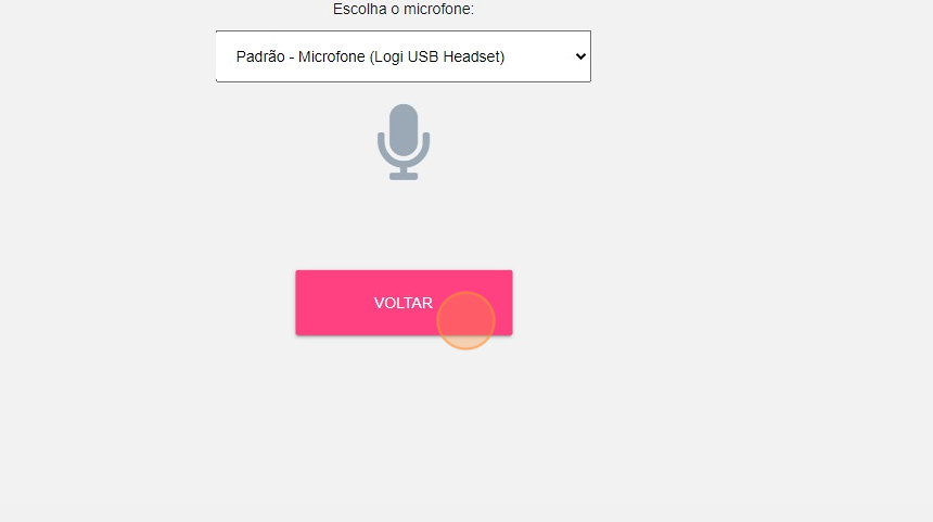 Screenshot of: Após testar, clique no botão 'Voltar' para retornar ao VoIP