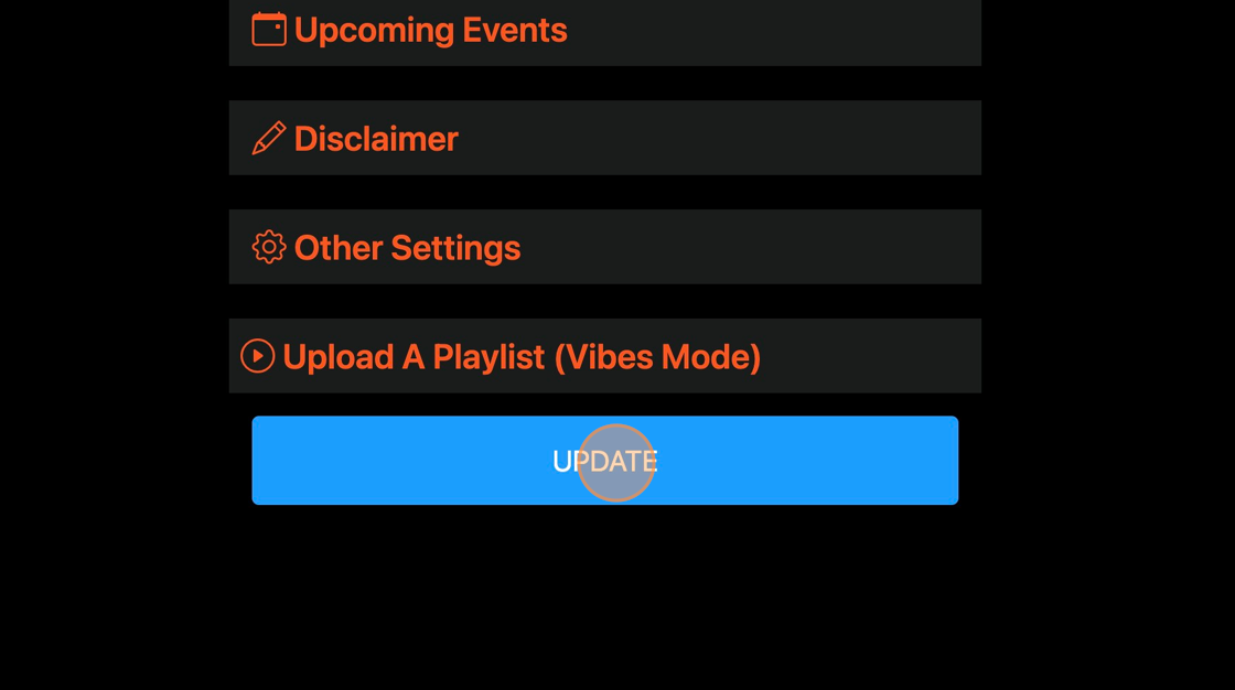 Screenshot of: Click "UPDATE" to save your changes
