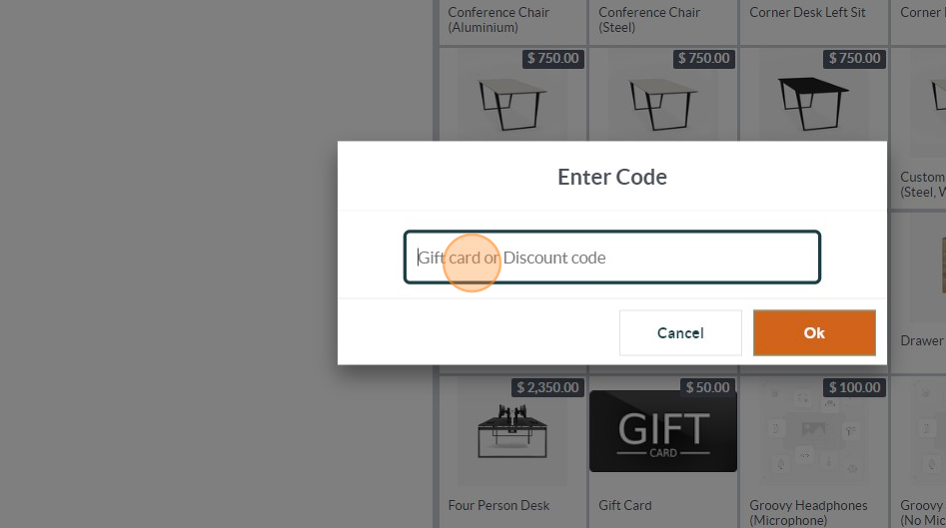 Screenshot of: Click the "Gift card or Discount code" field.