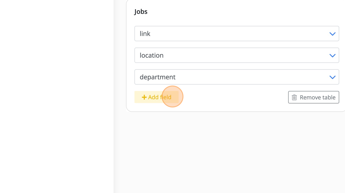 Screenshot of: Now configure your field mappings. Click "Add field" to add any fields that are not shown by default.