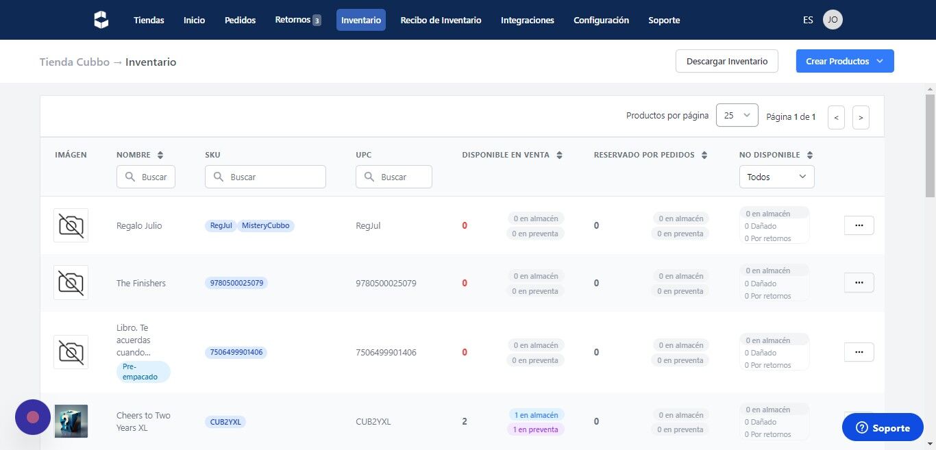 Screenshot of: Pasos para crear un producto con "Control de Lotes"