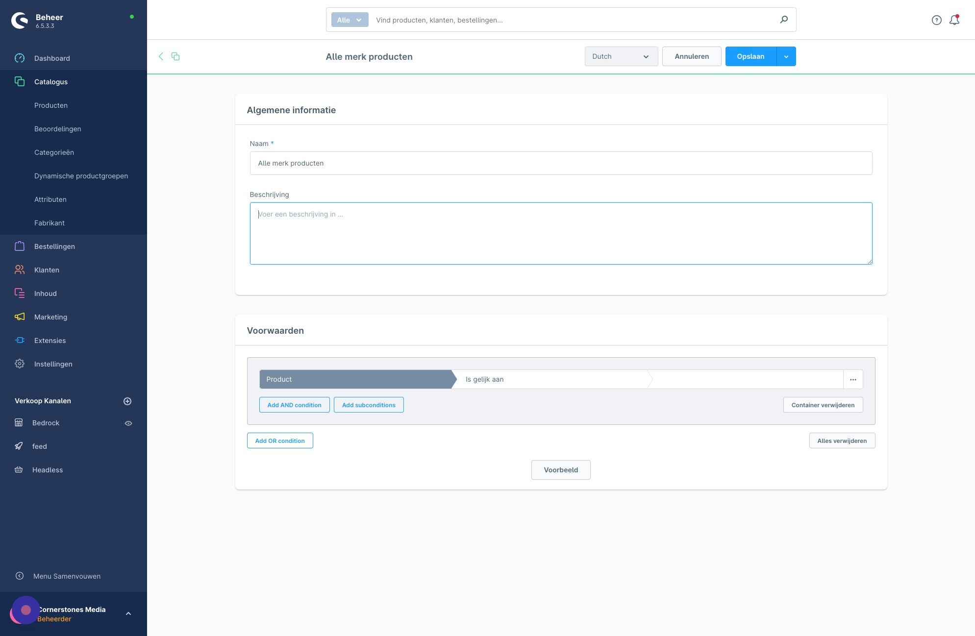Screenshot of: Klik het "Beschrijving" veld.