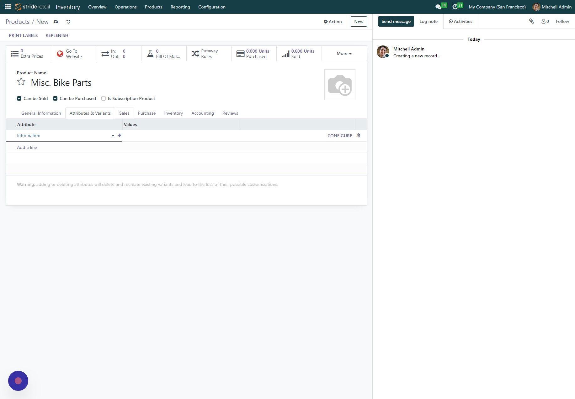 Screenshot of: Click "Sales"
