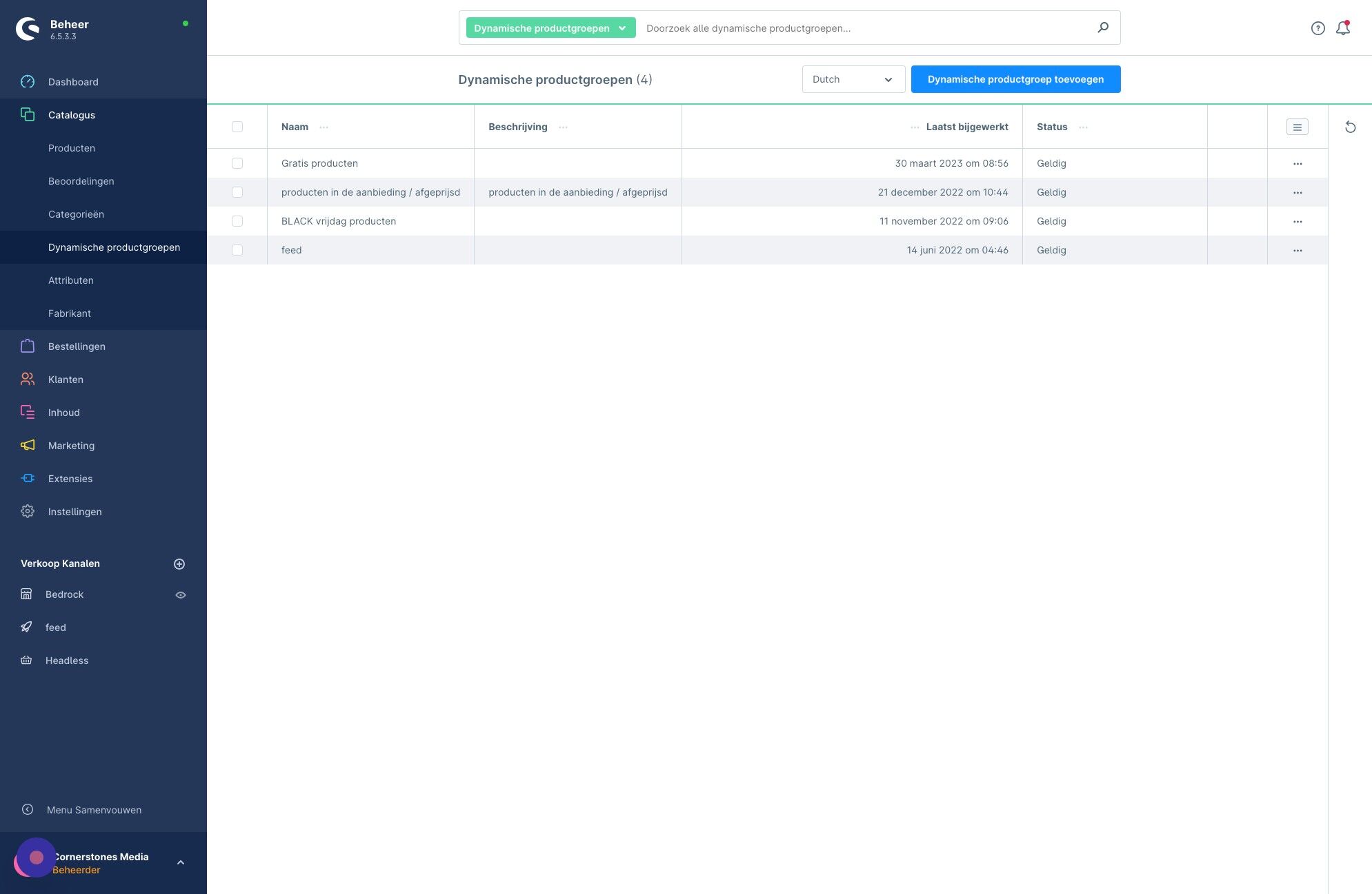 Screenshot of: Klik "Dynamische productgroep toevoegen"