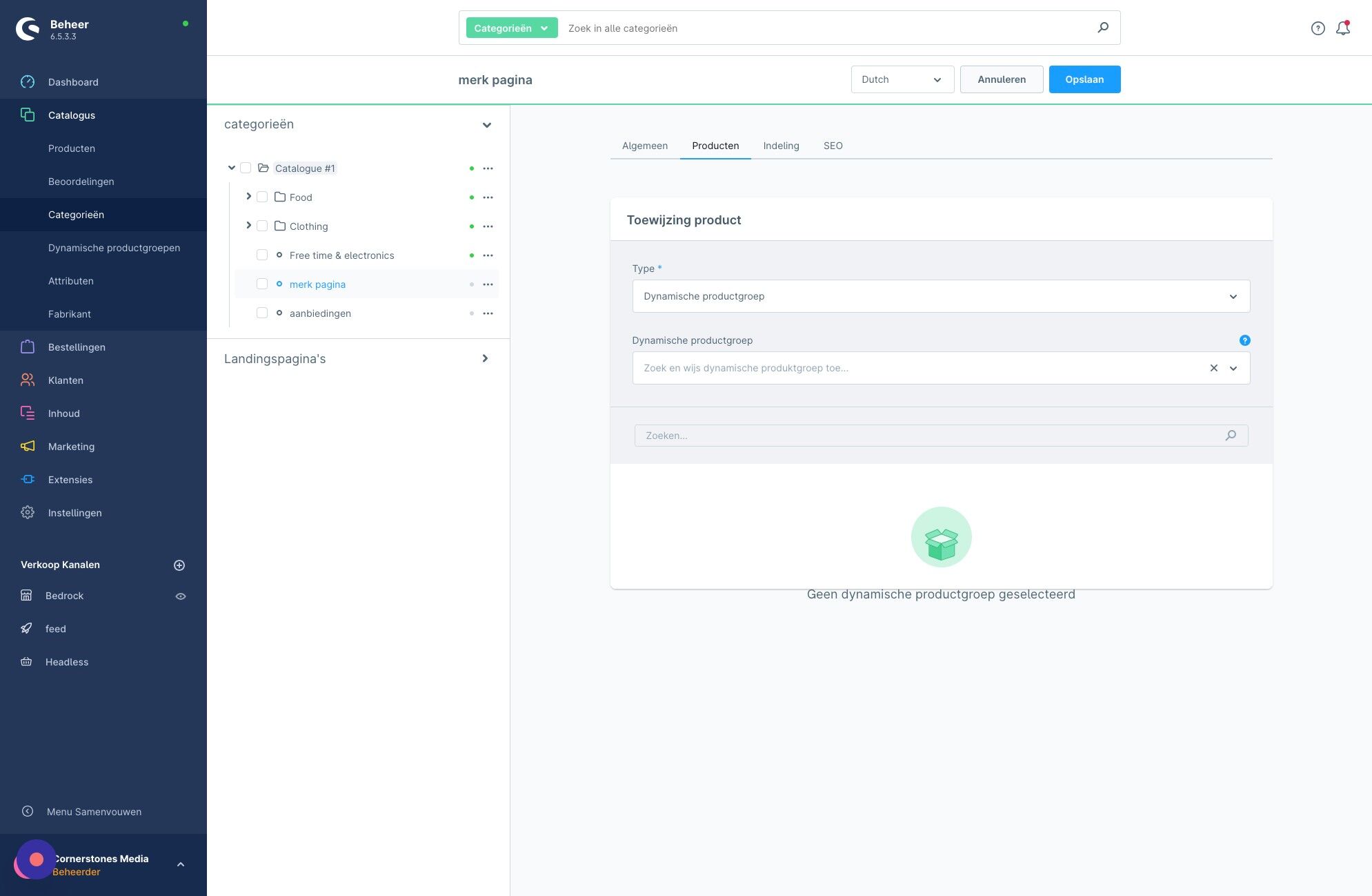 Screenshot of: Klik "Zoek en wijs dynamische productgroep toe..."