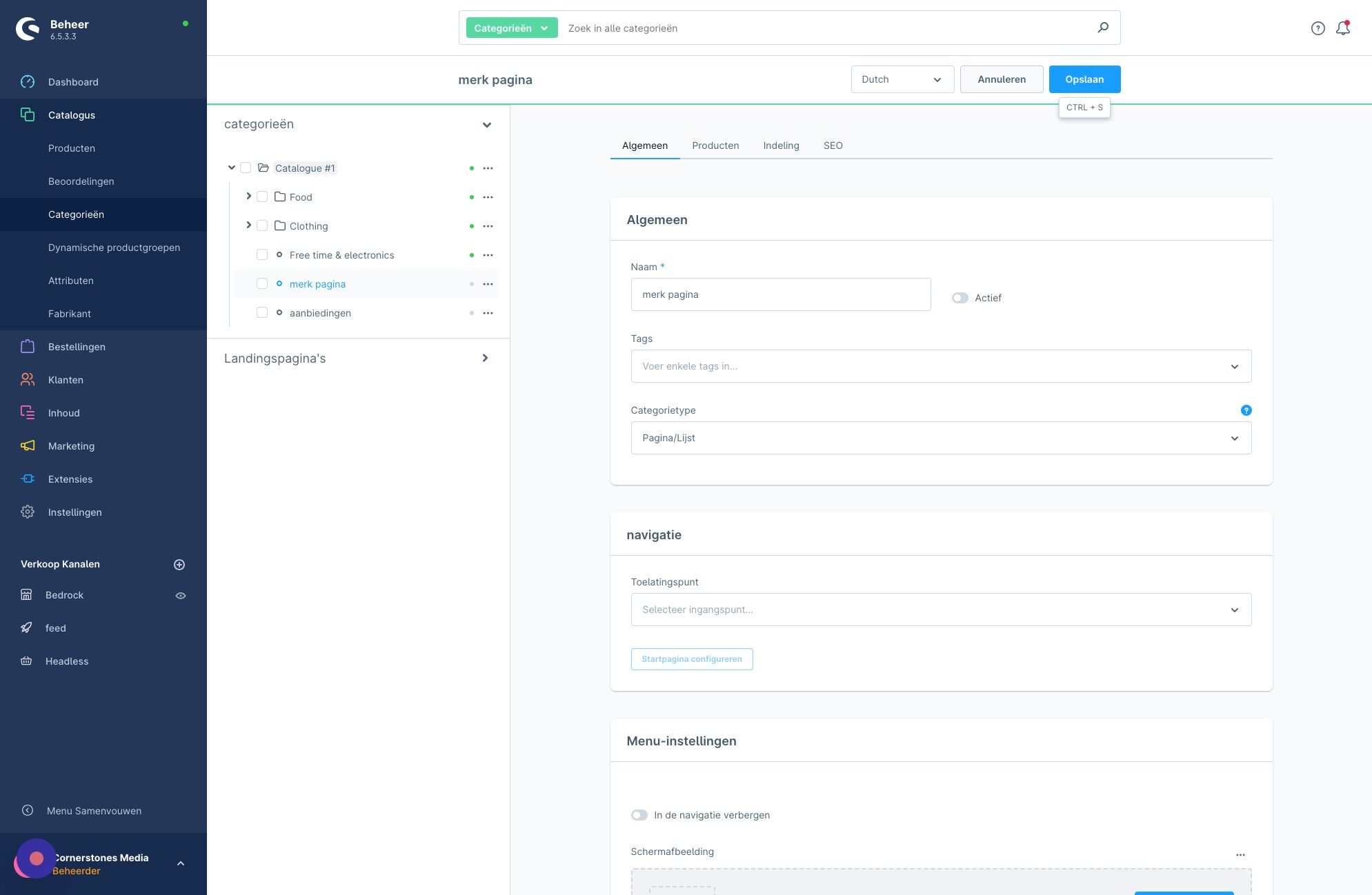 Screenshot of: Zet de pagina actief