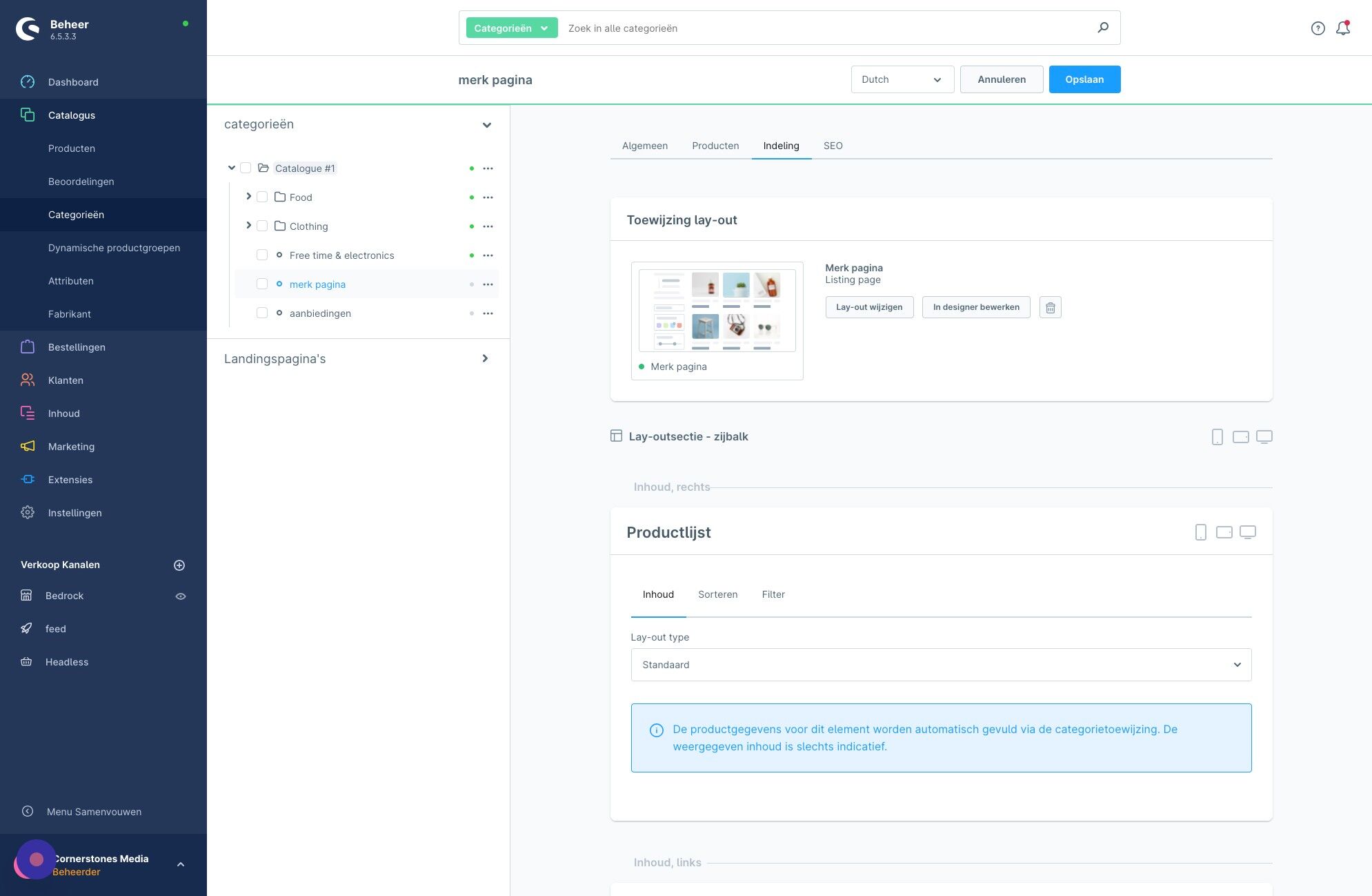 Screenshot of: Klik "Producten"
