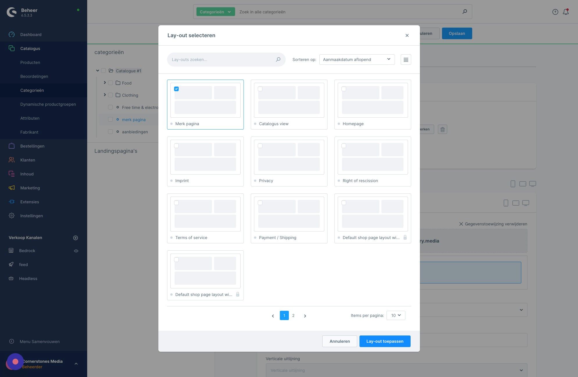 Screenshot of: Klik "Lay-out toepassen"