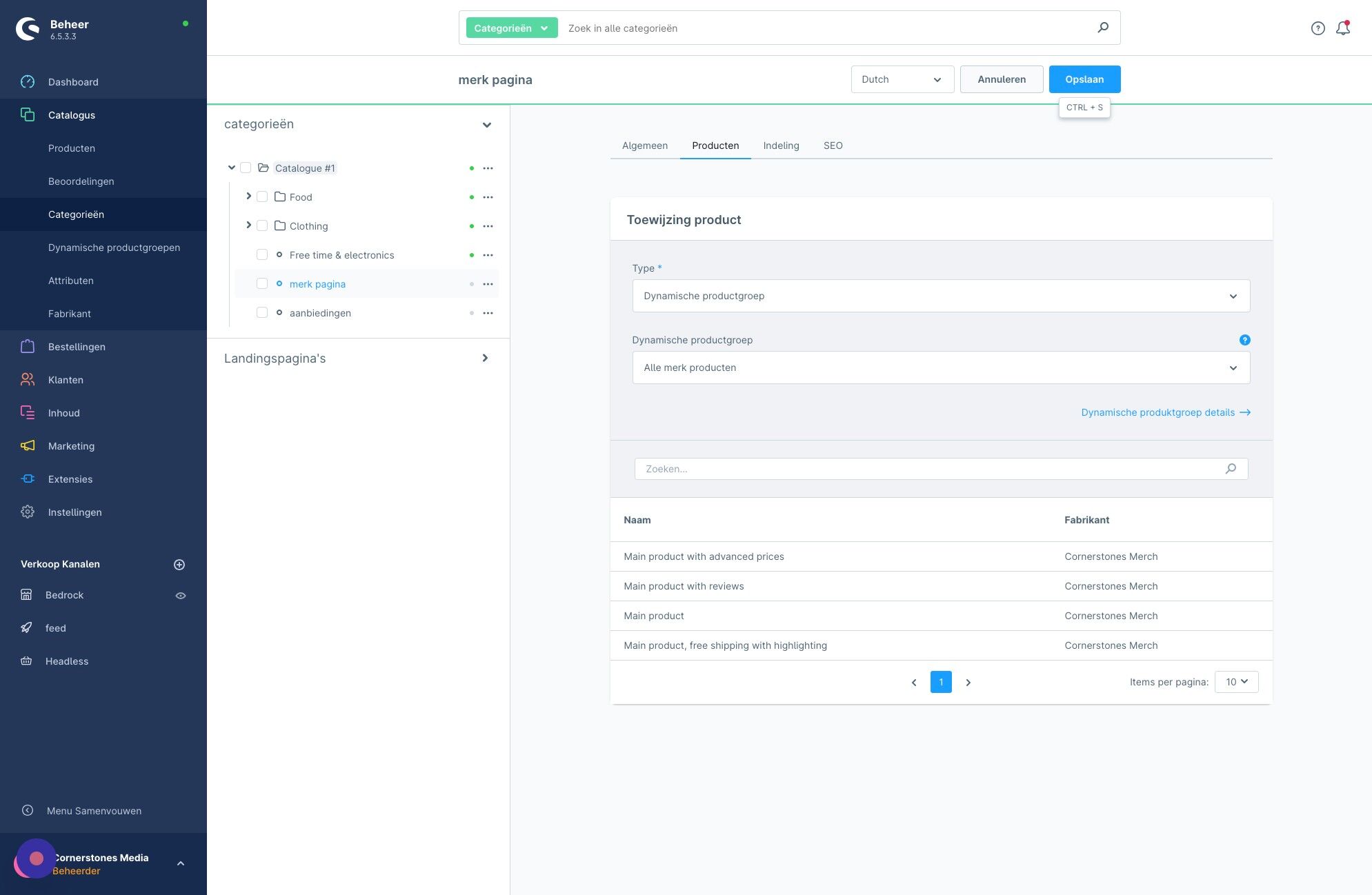 Screenshot of: Click "Algemeen"