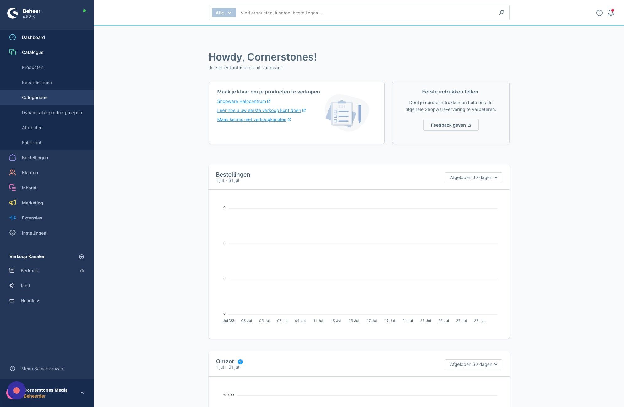 Screenshot of: Klik "Categorieën"
