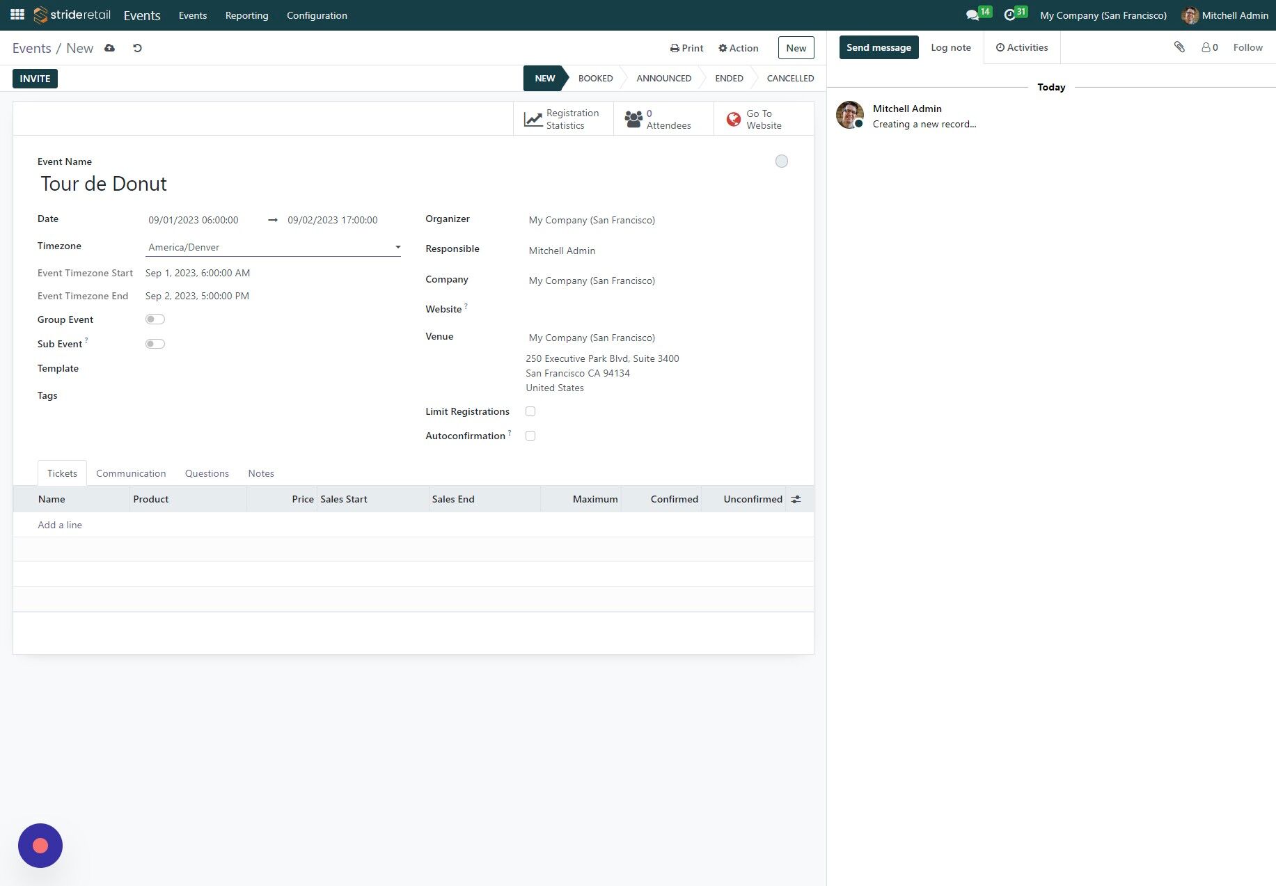 Screenshot of: Timezone dropdown lets you change the timezone if needed.