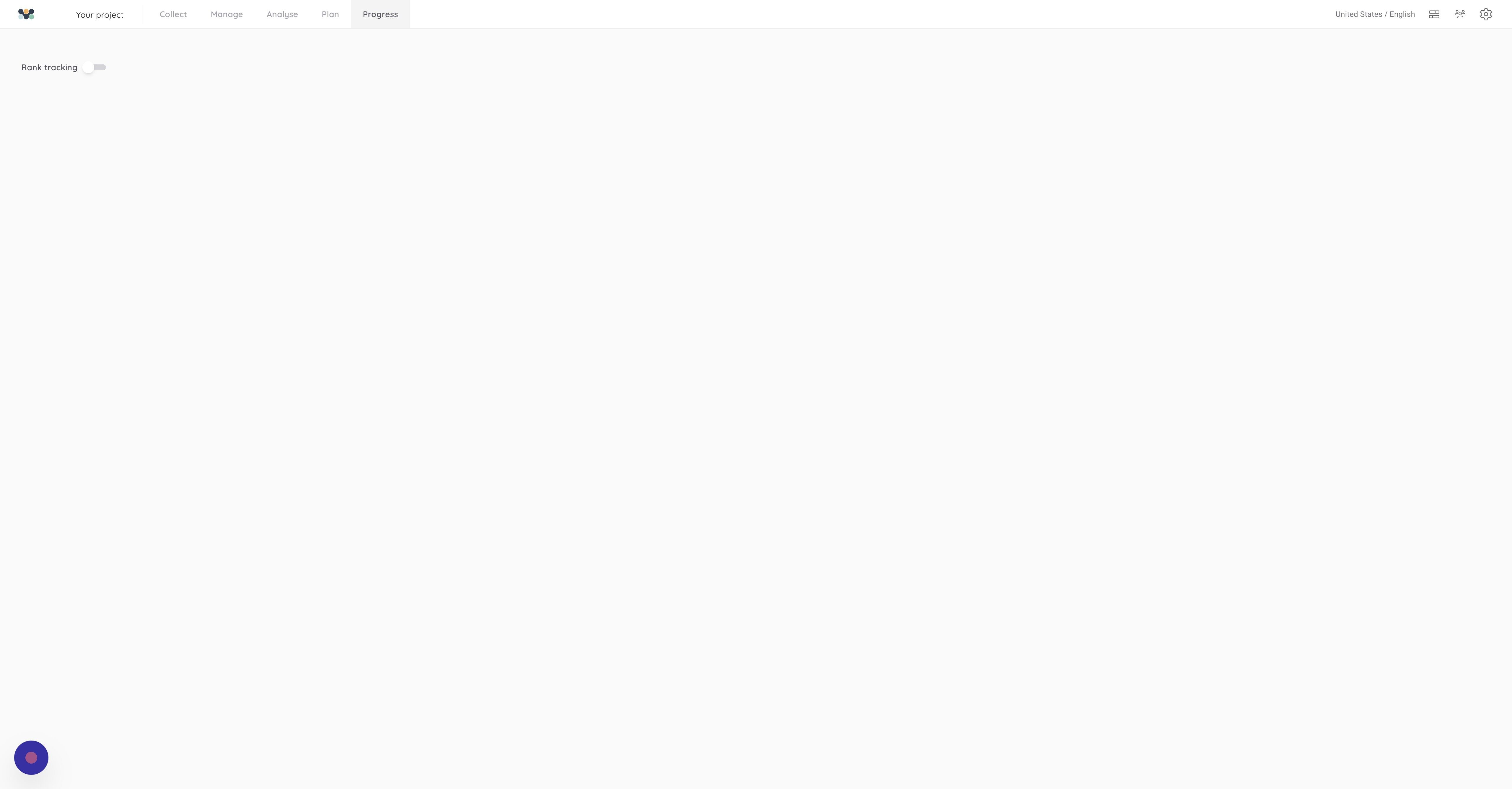 Screenshot of: Click on the toggle to activate rank tracking.