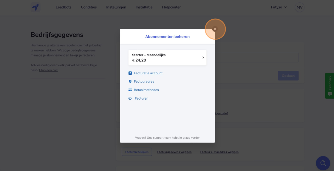Screenshot of: After choosing & accepting the desired payment method, you will come to the "Manage Subscription" screen. Click the screen away and your payment method has been changed 🎉