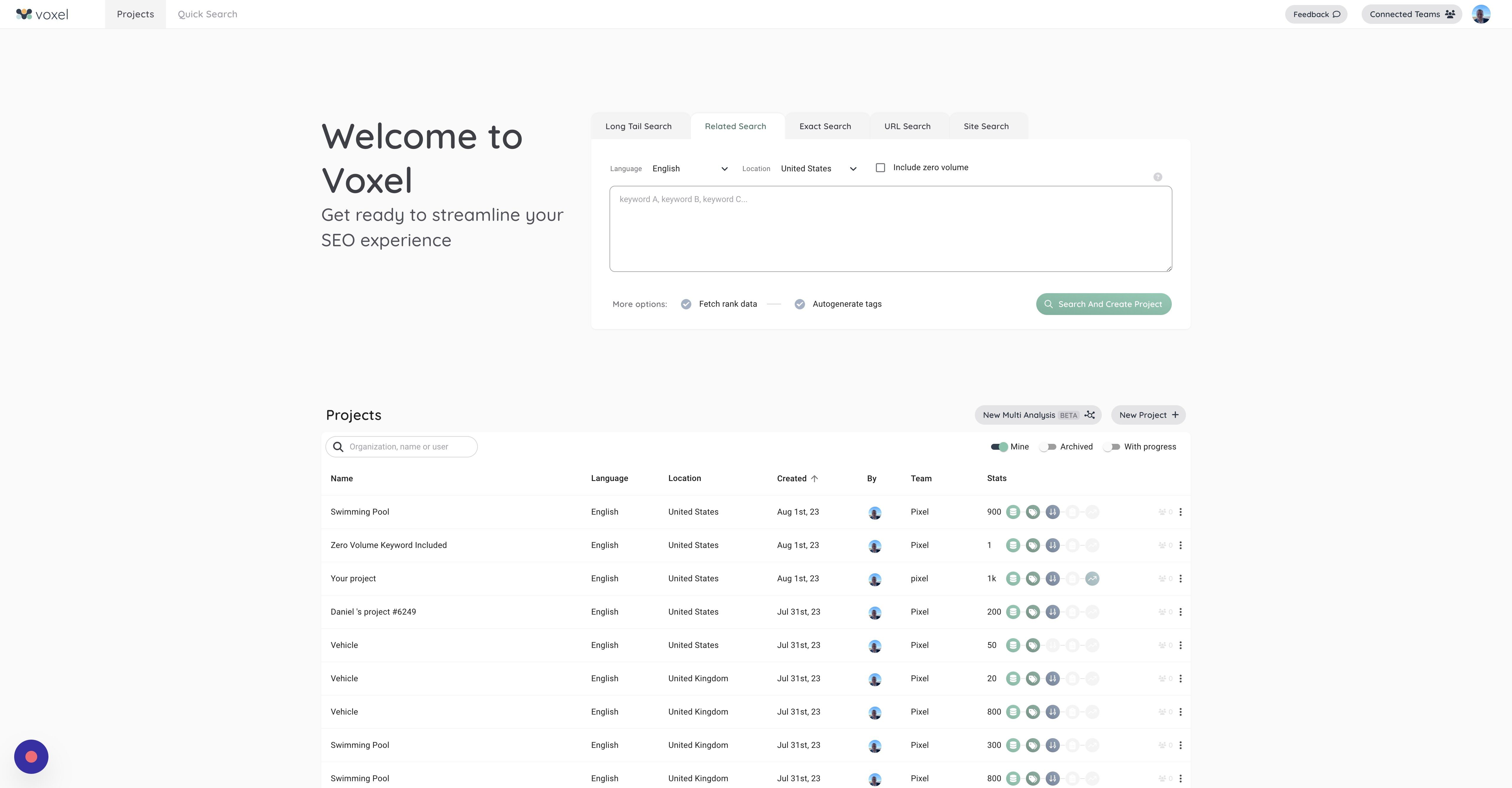 Screenshot of: Click the "keyword A, keyword B, keyword C..." field.