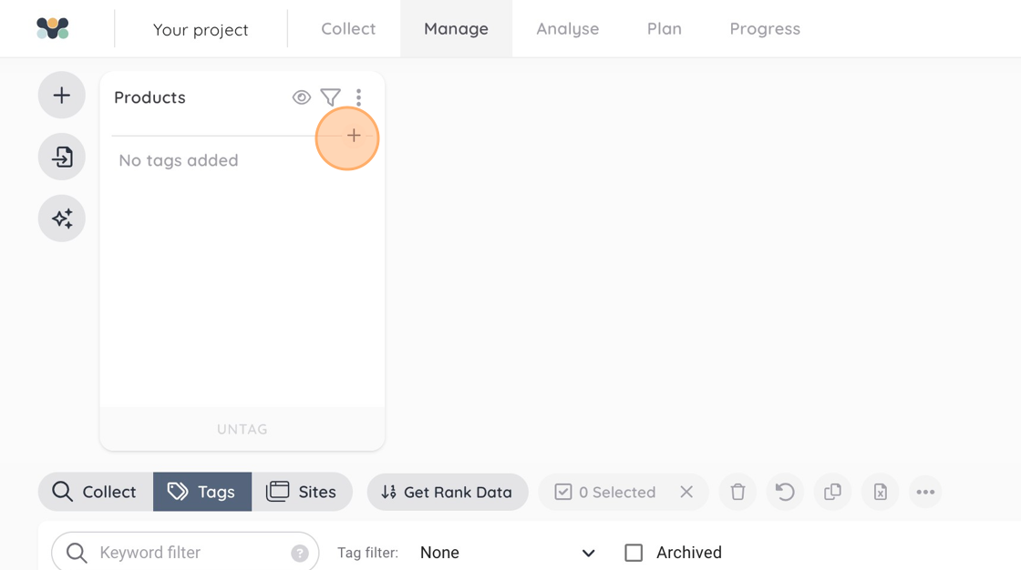 Screenshot of: Click this icon if you prefer to add tags one by one.