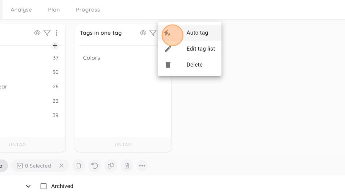 Screenshot of: Click "Auto tag"