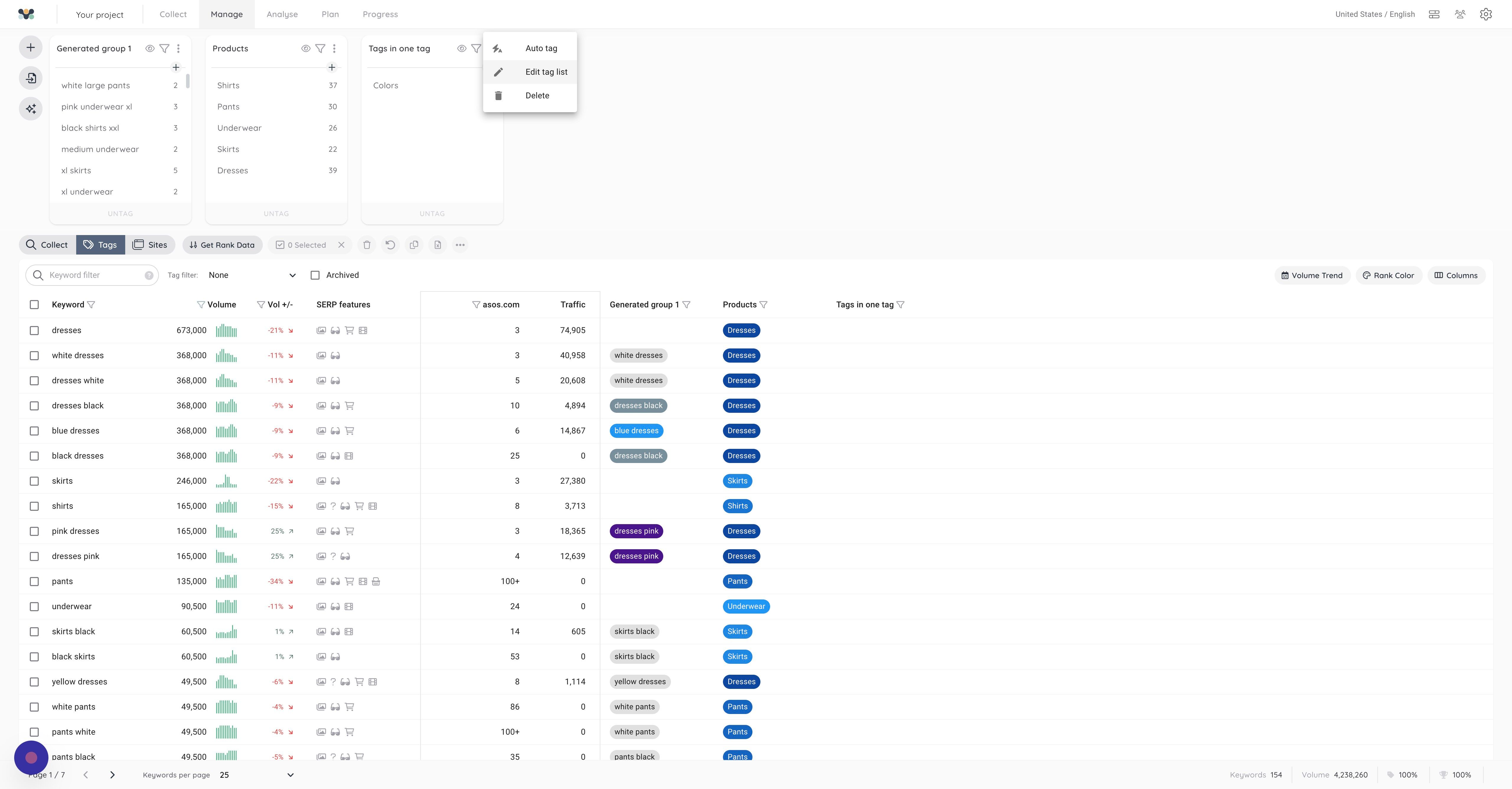 Screenshot of: Click "Edit tag list"