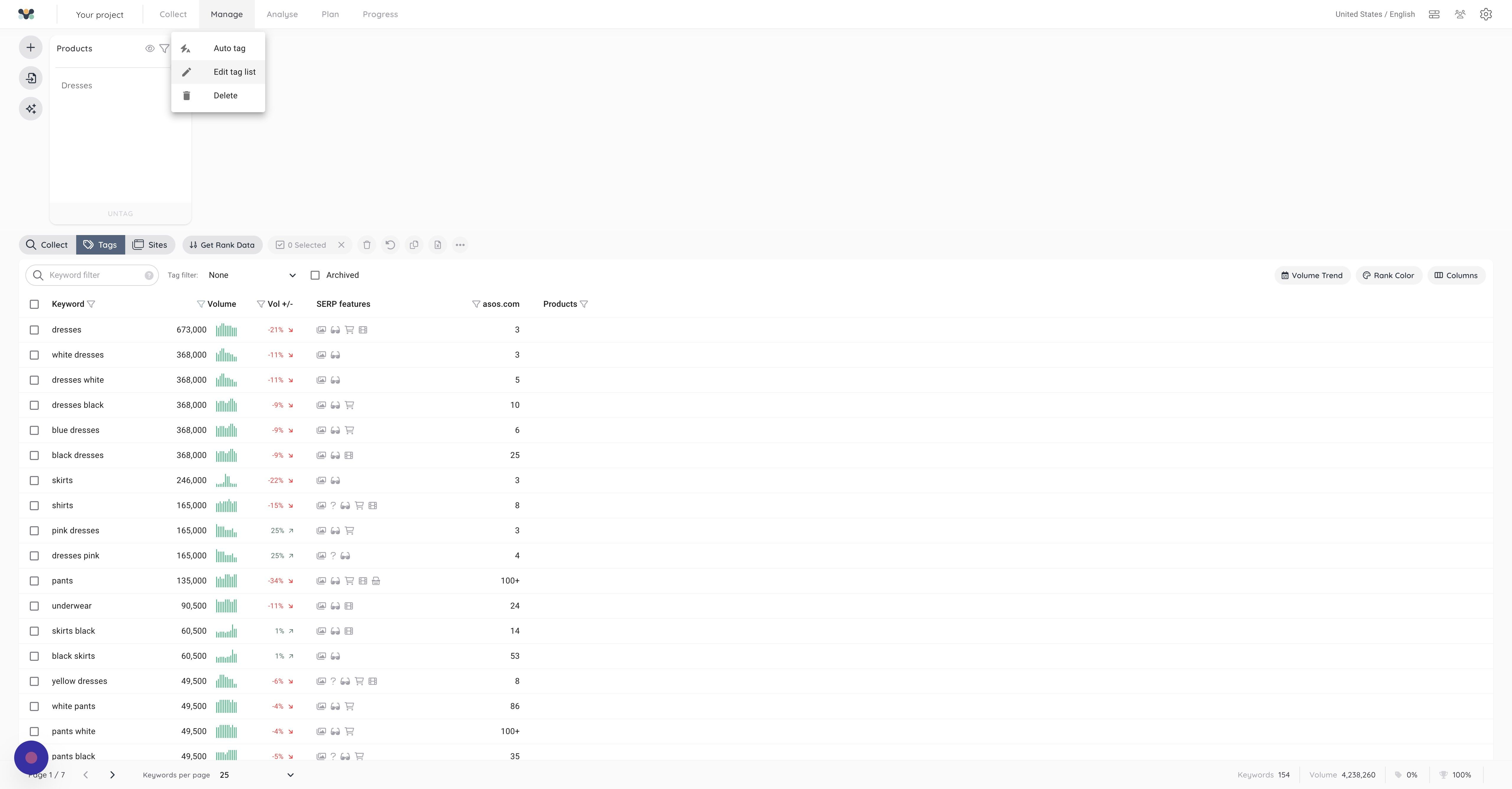 Screenshot of: Click Edit tag list if you want to add tags in bulk