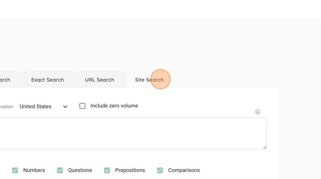 Screenshot of: Click "Site Search"