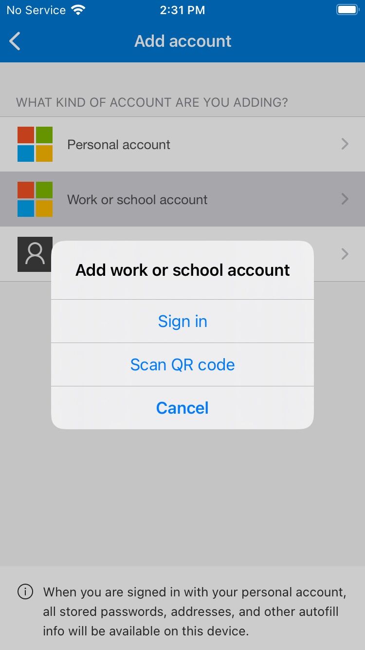Screenshot of: Tap Scan QR Code.