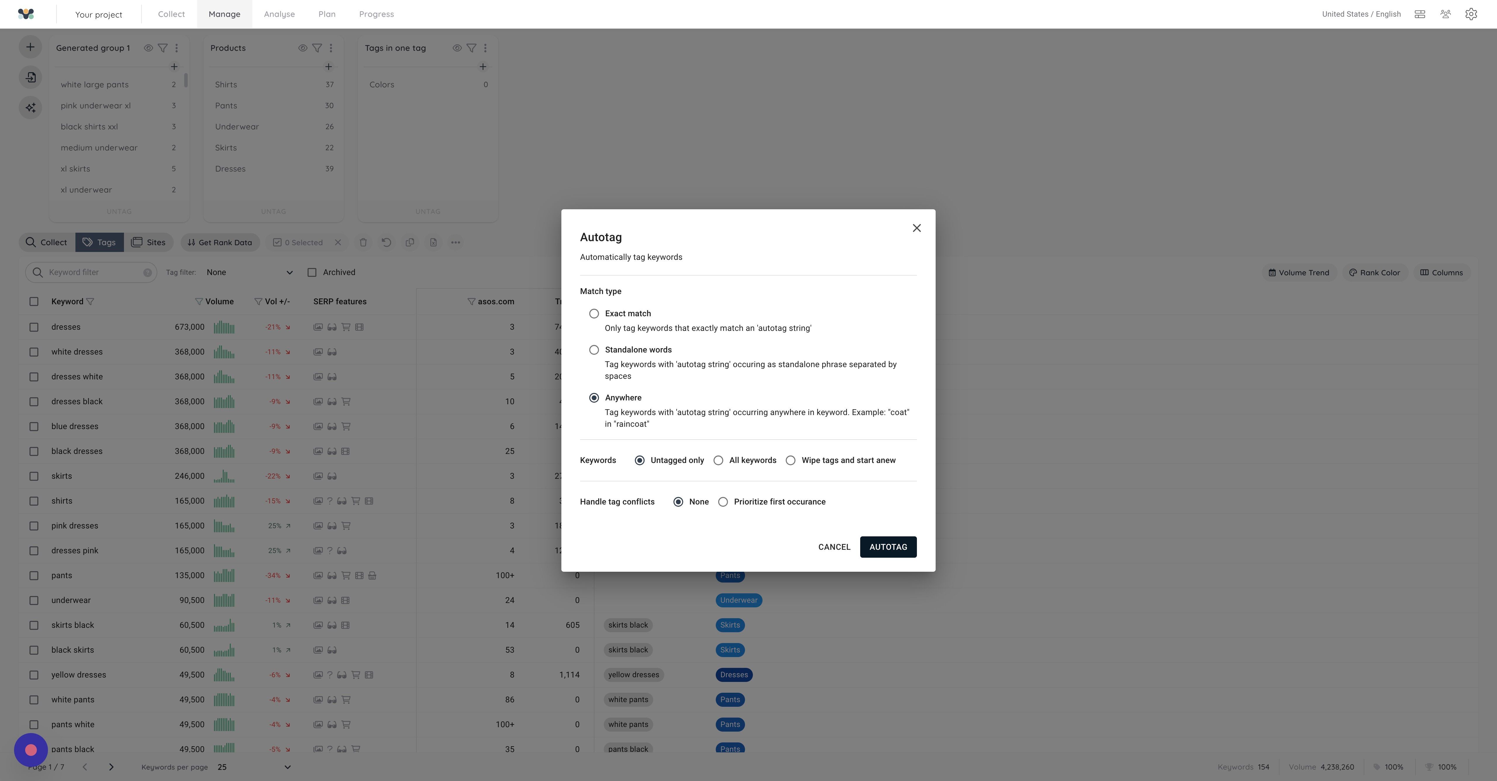 Screenshot of: Click "AUTOTAG"