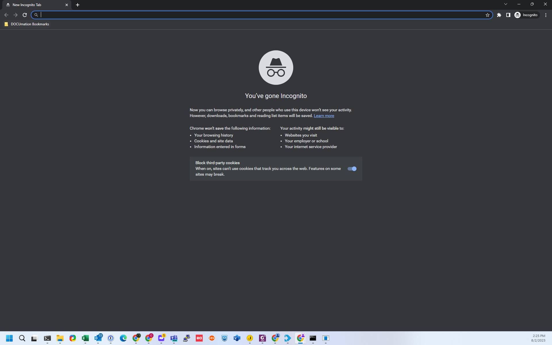 Screenshot of: Click "DOCUmation Bookmarks"