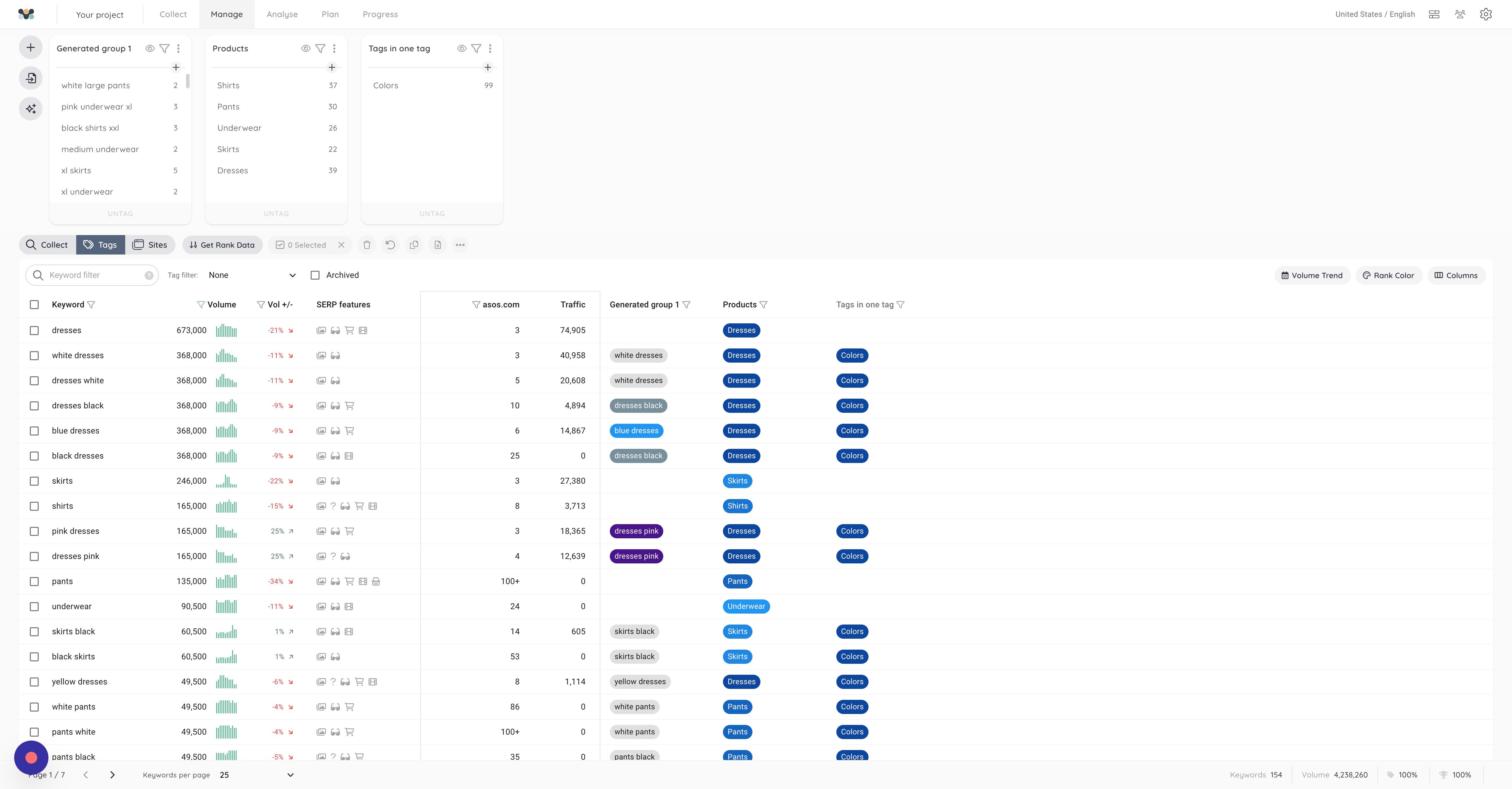 Screenshot of: And now I can filter on color and all the keywords containing my added colors will appear