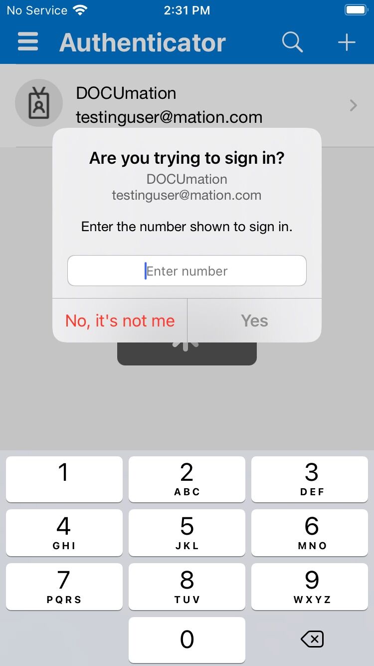 Screenshot of: Type in your test notification number.