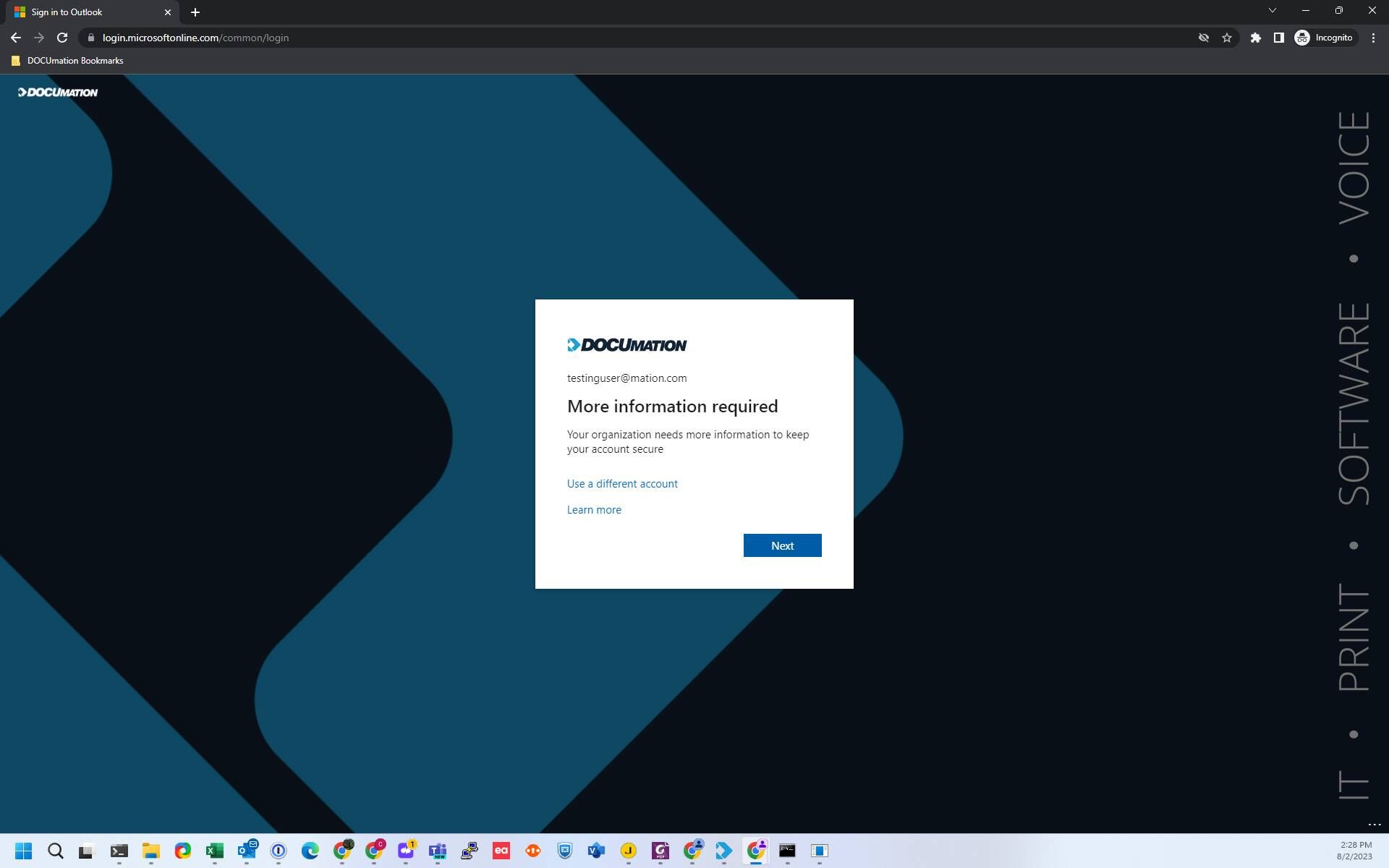 Screenshot of: Click Next
