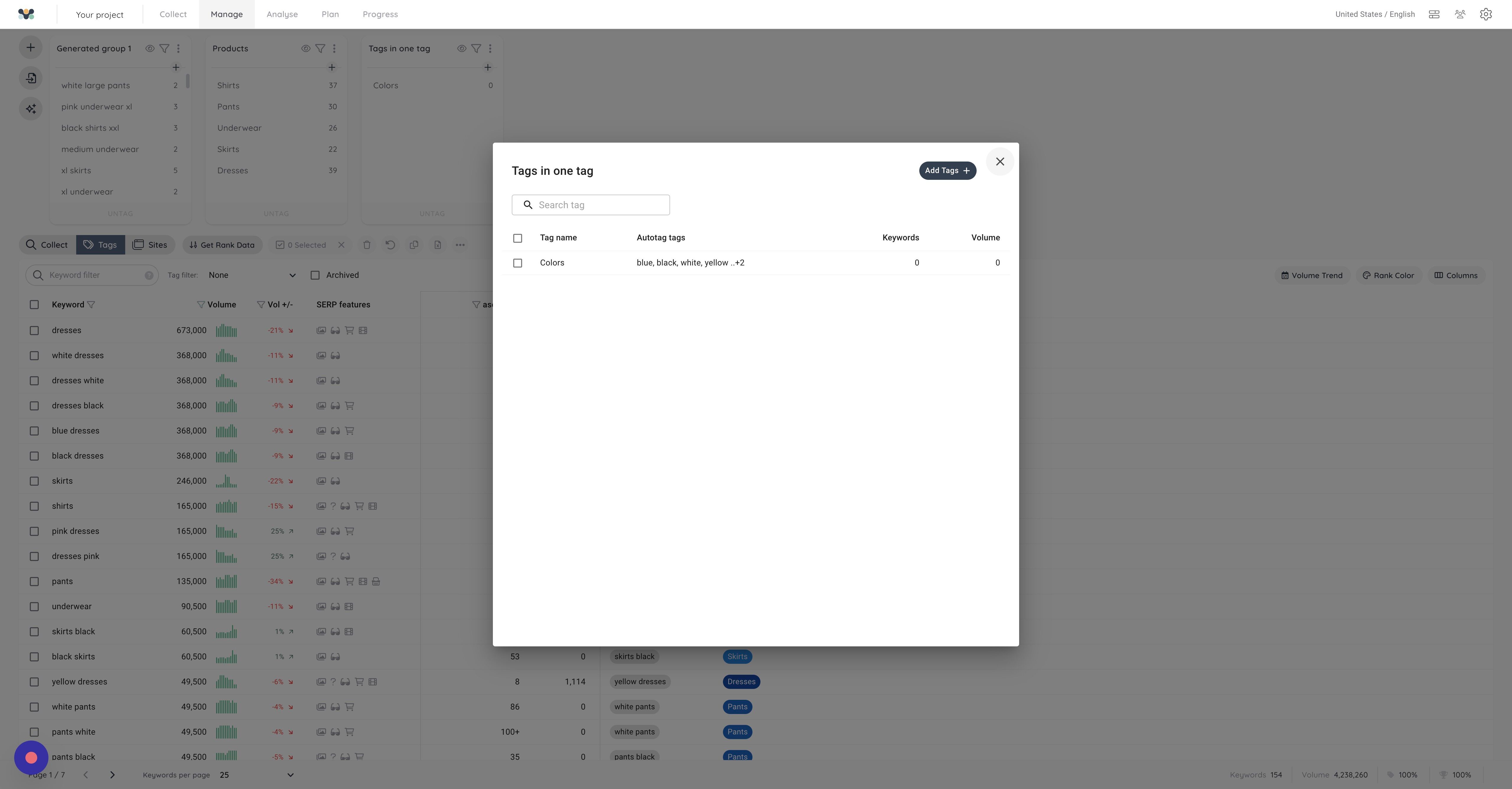 Screenshot of: Go back to the tagging interface