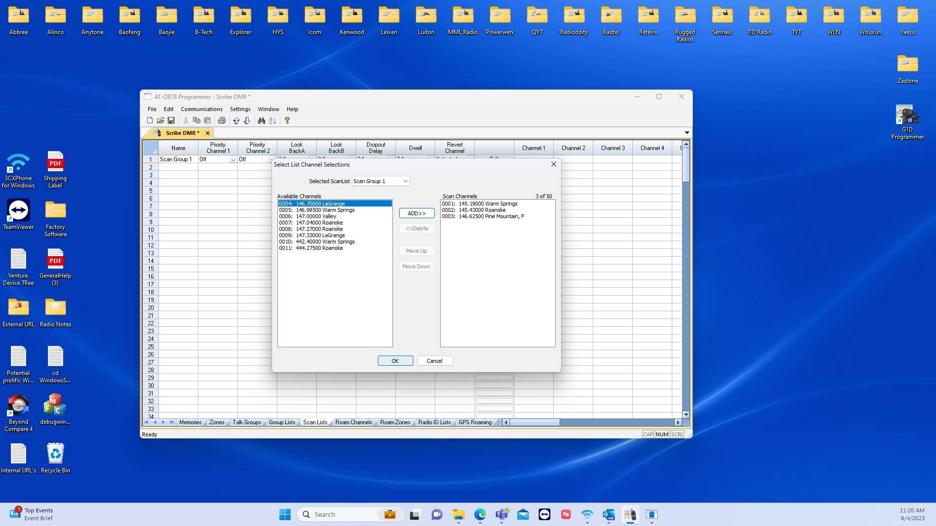Screenshot of: After all memories have been assigned to your scan group, click OK to save and close the scan group edit menu.