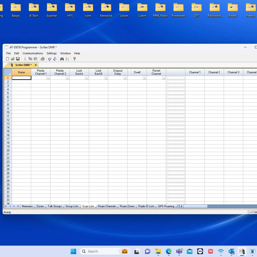 Screenshot of: Click within the "Name" cell and type the name of your scan group. This is your choice. Press "Enter" to create the scan group.