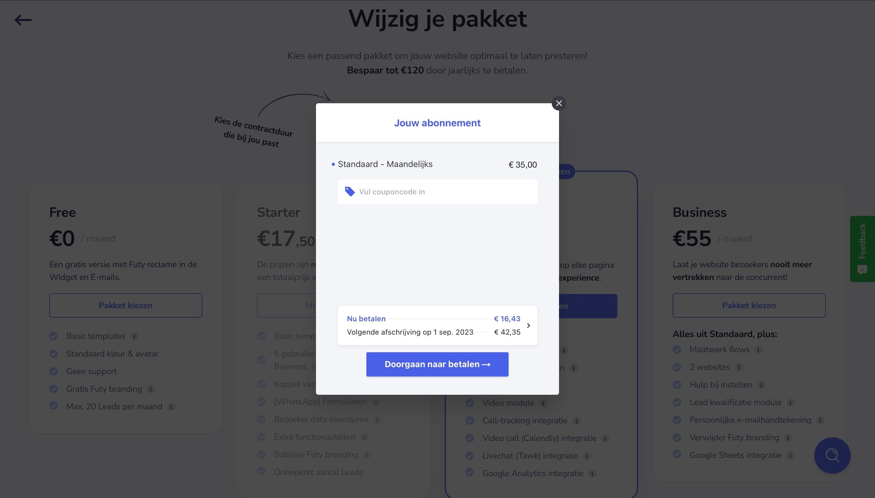 Screenshot of: Druk onderaan in het vak "Nu betalen" op het vak om de verrekening te zien.