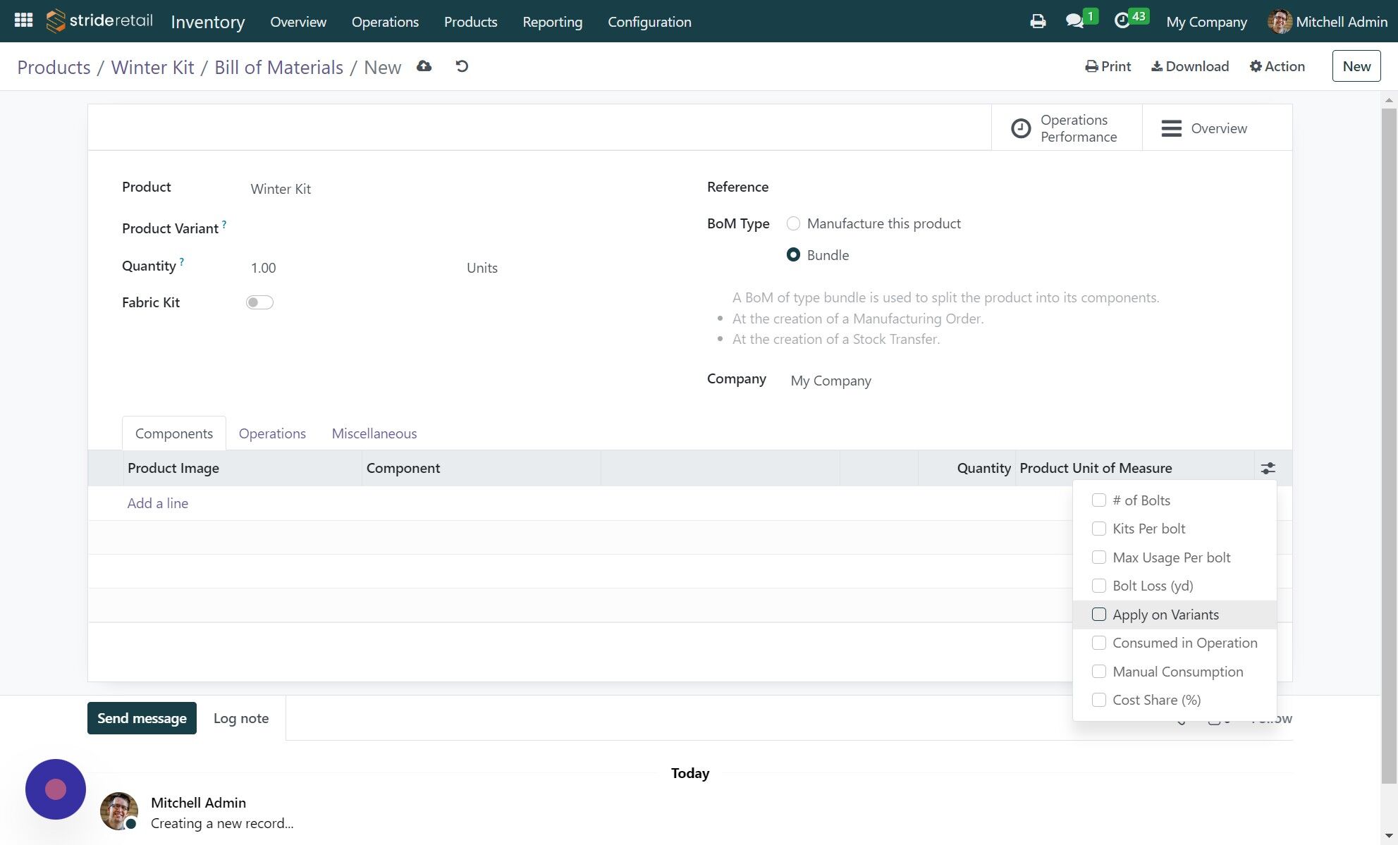 Screenshot of: Click the "Apply on Variants" field.