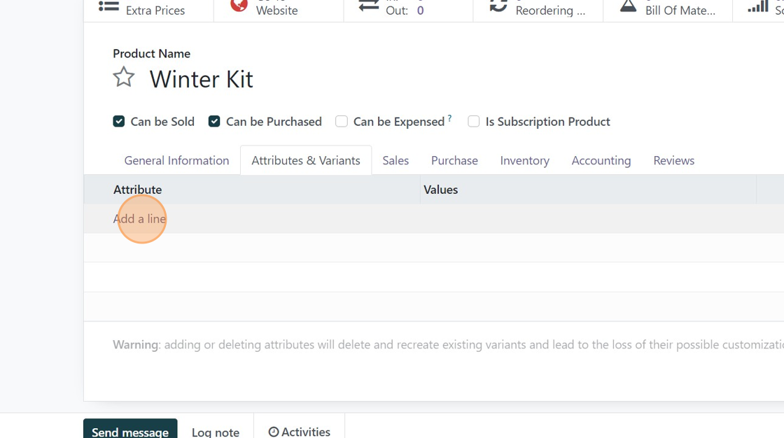 Screenshot of: Click "Add a line"