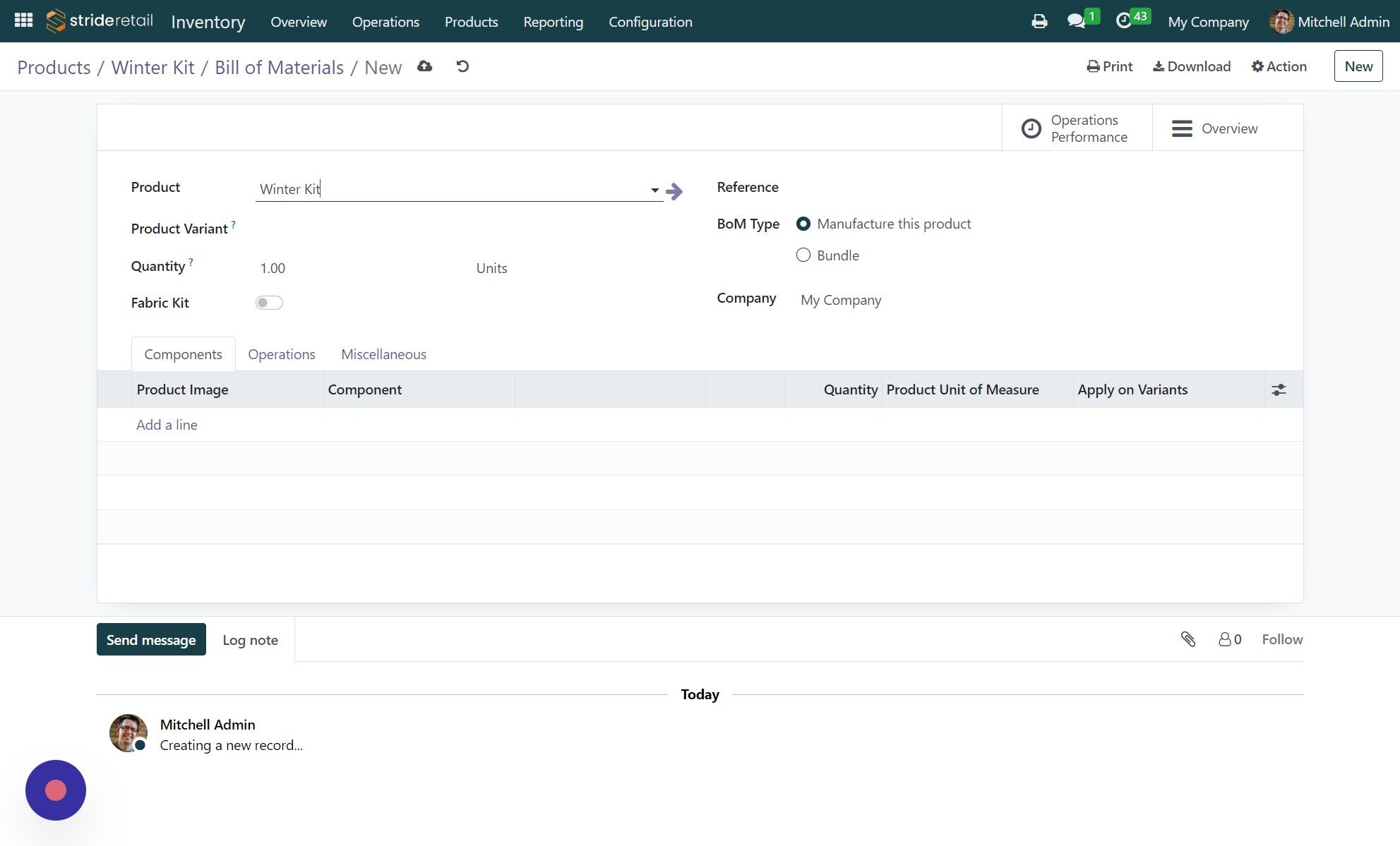 Screenshot of: Click the "Bundle" field.