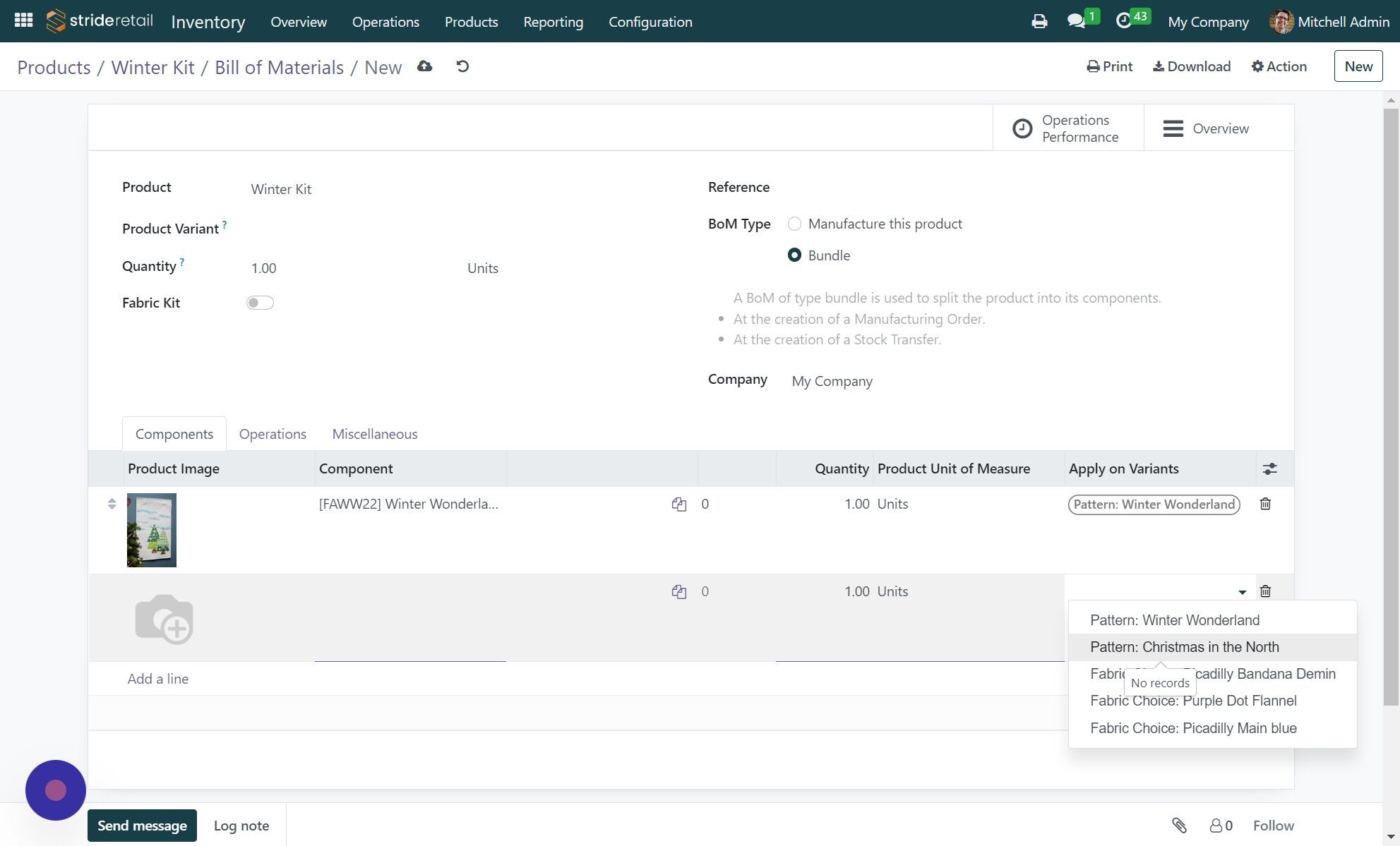 Screenshot of: Click "Pattern: Christmas in the North"