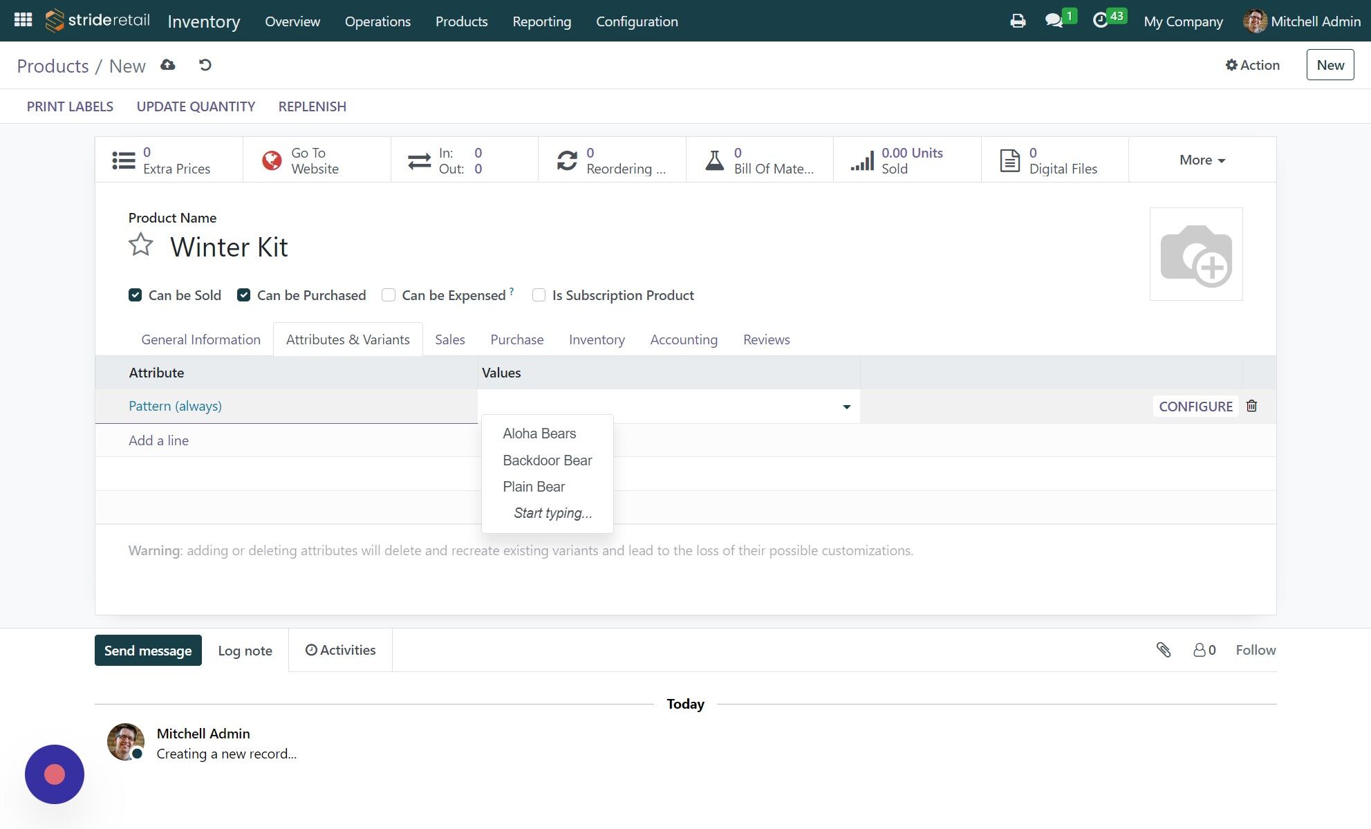 Screenshot of: Add your values here.  You can create them as needed.
