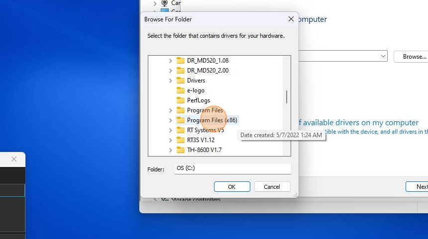 Screenshot of: Click "Program Files (x86)"